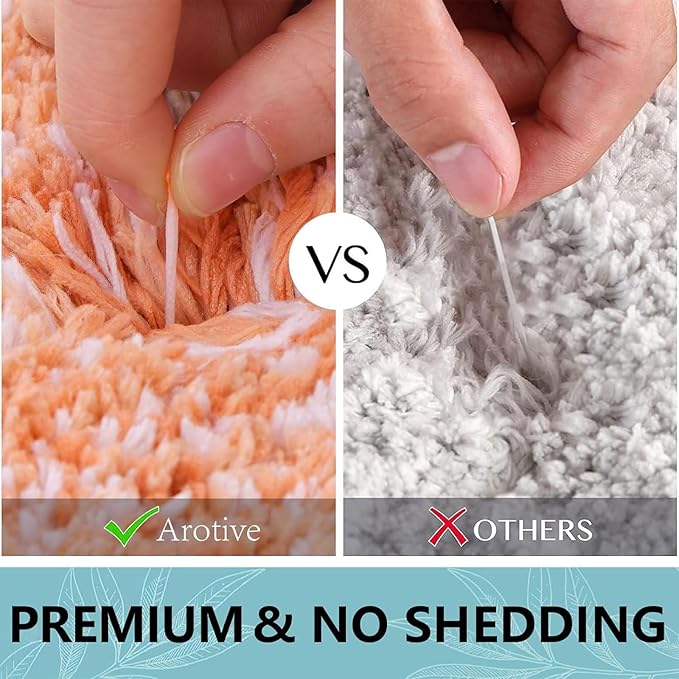 Arotive Microfiber Bathroom Rugs, Shaggy Soft and Absorbent Bath Rug, Non-Slip, Thick Plush Machine Washable Dry Bath Mats for Bathroom, Tub and Shower, 47x24, Orange