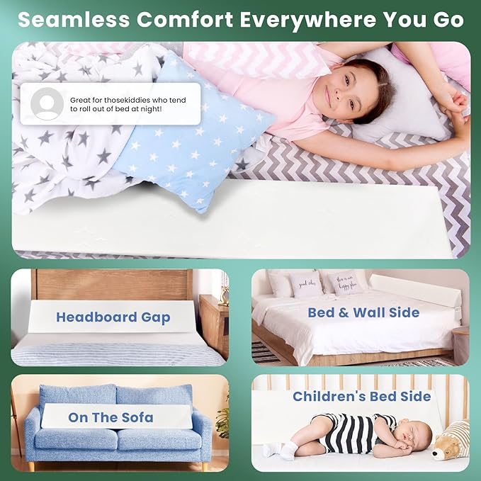 Wedge Pillow Headboard, Ultimate Comfort Bed Wedge Pillow for Headboard, Relaxation Bed Gap Filler for Twin(39"x10"x6"), Foam Pillow Wedge for Headboard Gap, Overall Bed Gap Filler.