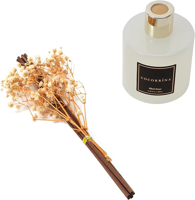 Cocorrína Reed Diffuser Sets, 6.7 oz. Black Forest Diffuser with Sticks Home Fragrance Reed Diffuser for Bathroom Shelf Decor