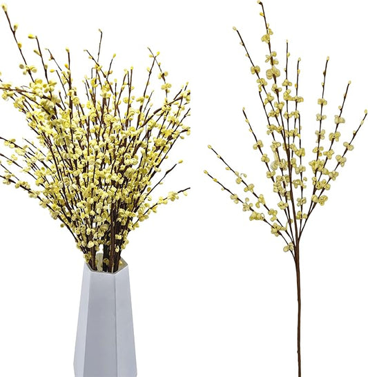 5 Pcs 29.5" Long Jasmine Artificial Yellow Flowers Fake Jasmine Flowers Bouquet Faux Plant for Home Office DIY Floral Art Plant Wedding Party Table Centerpieces Decoration (Macaron Yellow)