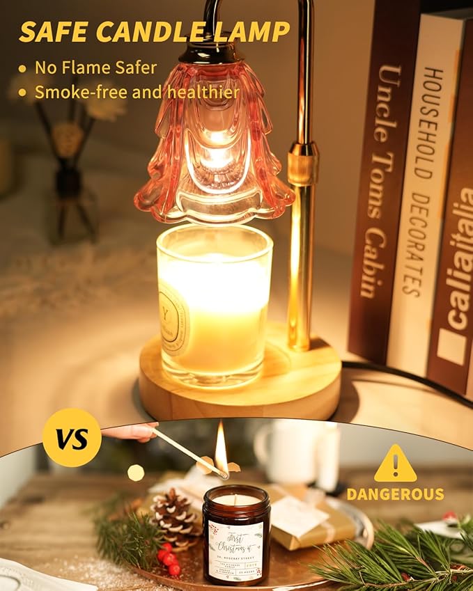 Candle Warmer Lamp with Timer, Adjustable Height and Dimmable, Birthday Gifts for Womens, Mothers Day Gifts for Mom, Unique Home Decor Aesthetic (Pink)
