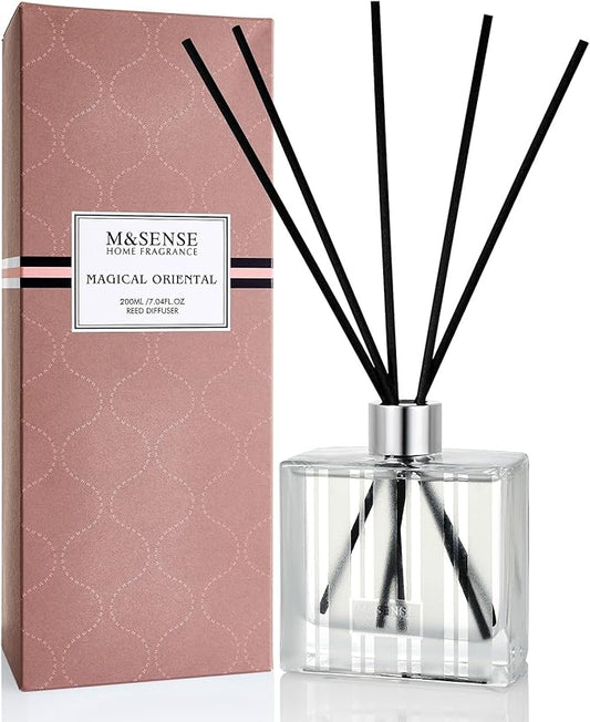 M&SENSE Reed Diffuser Set - 7.04oz Magical Oriental Frosted Pine & Zen Mist Scent Diffusers for Home with Sticks, Shelf Air Freshener for Bedroom Bathroom Office Decor
