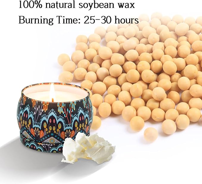 Scented Candles Gift Set for Womem: 4 Pack Package - Aromatherapy Candle Sets,Natural Soy Wax Candle Can Help Stress Relief&Body Relaxation,Very Suitable for Festival,Bath,Yoga.