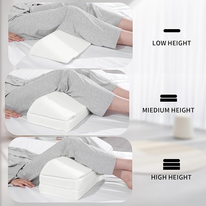 BALAPET 3-in-1 Adjustable Height Wedge Pillow, 7" Height Leg Knee Pillow for Side Sleepers & Aligns Spine, Supportive Bolster Pillow for Pregnancy Relieves Pressure Hip Leg Elevation, 22", White