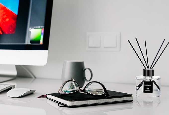 Reed Diffuser Set of 3 for Bathroom Air Fresheners, Oil Diffuser Sticks | Lemon,Eucalyptus & Mint,Velvet Vanilla Scent(1.7 fl oz Each Pack) Home Fragrance with 12 Sticks Defusers | House Shelf Decor