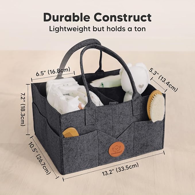 KeaBabies Diaper Caddy Organizer - Baby Organizer for Nursery, Car Storage Organizer, Baby Gift Basket, Changing Table Organizer,Portable Diaper Organizer Caddy for Girls, Boys(Mystic Gray)