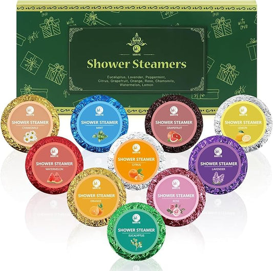 Shower Steamers Aromatherapy, Birthday Gifts for Women Men, Self Care Set for Friends, 10 Different Shower Bombs with Fruity Floral Fragrances, Mother's Day Gift,Home Spa Essentials