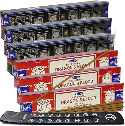 Super Hit Dragons Blood Incense Sticks & Holder Bundle Variety Pack from House of Nag Champa Incense Sticks and Trumiri