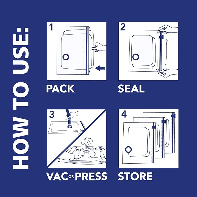 Hefty Shrink-Pak Vacuum Storage Bags - Space Saver for Under Bed Storage, Clothing and Comforters, Odor Resistant, 3X More Storage Space - 3 XL Cubes Bags