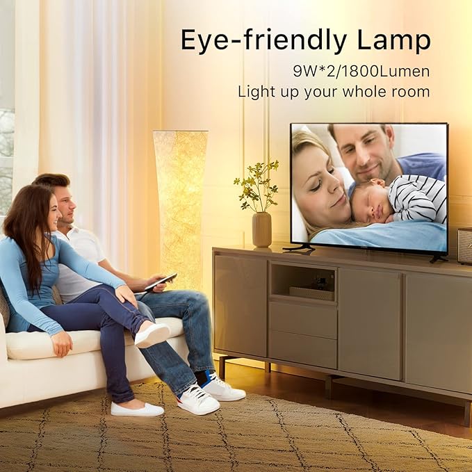 chiphy Lamp with Fabric Lampshade, Dimmable 61"(L) Tall Standing Lamp, 3 Levels Adjustable Brightness LED Bulbs, Column Floor Light, Brown Gradient Fabric Lampshade, Home Decor for Living Room