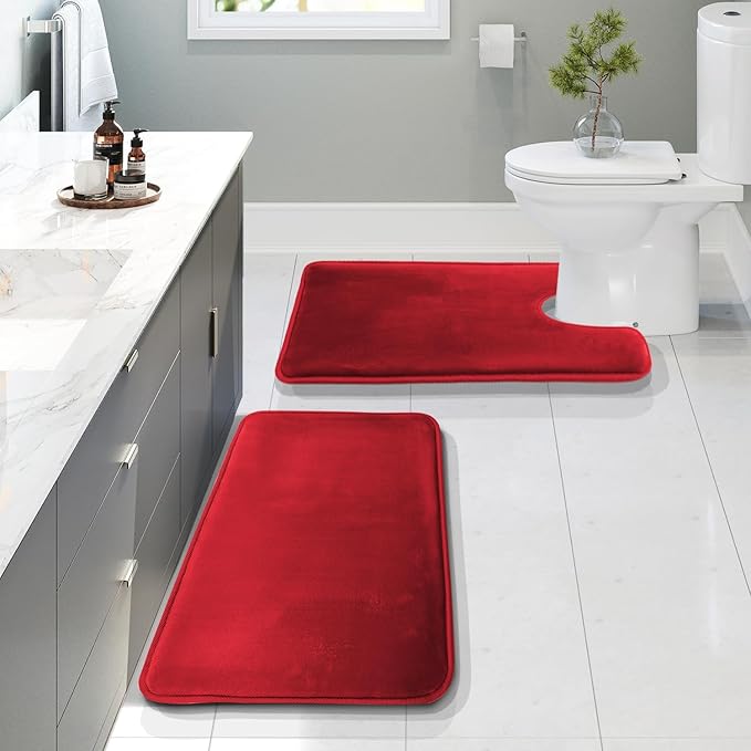Clara Clark Bathroom Rugs, Velvet Memory Foam Bath Mat, Non-Slip Bath Rugs, Machine Wash, Dries Quickly, Ultra Soft Plush Bath Mats for Bathroom,