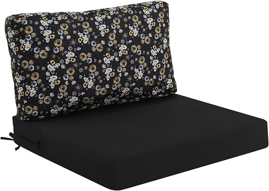 idee-home Outdoor Cushions for Patio Furniture, Outdoor Seat Cushion, Waterproof Hampton Bay Deep Seat Replacement Couch Chair Cushions for Garden Lawn Backyard Deck, 26.5 x 26.5 Floral Pattern
