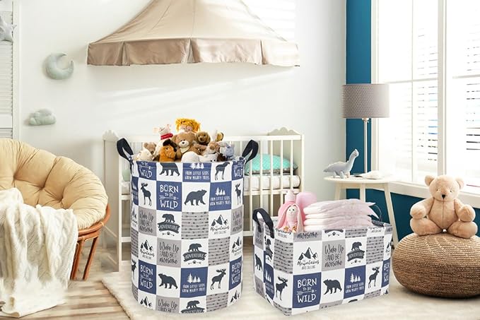 Kids Laundry Hamper, Animal Laundry Basket Collapsible Nordic Style Storage Baskets for Home Decor,Office,Toy Organizer,(Bear)