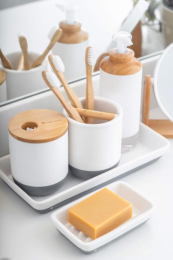 Full Circle Raise The Bar Ceramic Bathroom Soap Dish, White