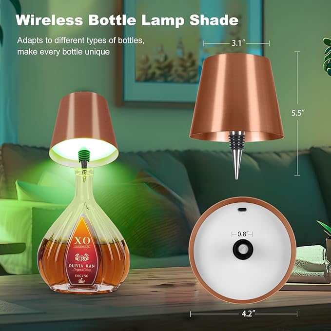 2025 New Wireless Bottle Lamp,RGB LED Bottle Light with Remote(RGB Rose Gold, 1pc)