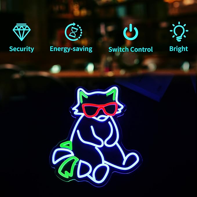 Neon Sign, HSJNJKFU Fox Neon Signs for Wall Decor LED Neon Light for Room Decor Cute Animal LED Light Neon Bar Sings for Man Cave USB Powered