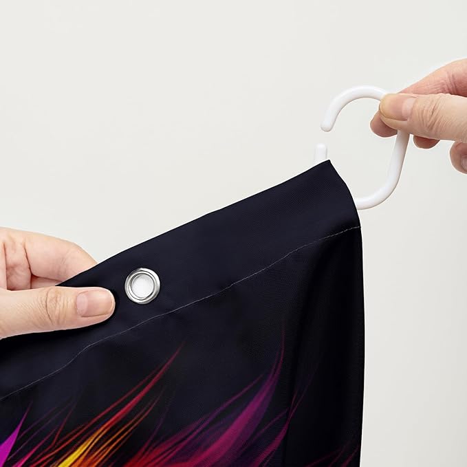 AILONEN Colorful Lion Shower Curtain for Kids Boys Teens,Rose Flower Graffiti Lion Bath Curtain for Bathroom Decor,Romantic Polyester Waterproof with 12 Plastic Hooks 72" W*96" H