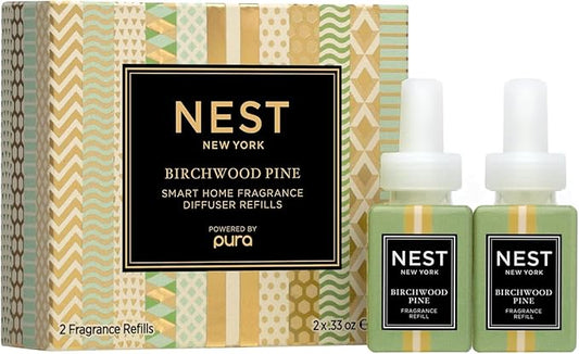 NEST New York Smart Home Fragrance Diffuser Refill Smart Vials, Birchwood Pine - Set of 2 - Designed for NEST x Pura 3 and NEST x Pura 4 Diffusers - Cruelty Free, Vegan - Made in USA