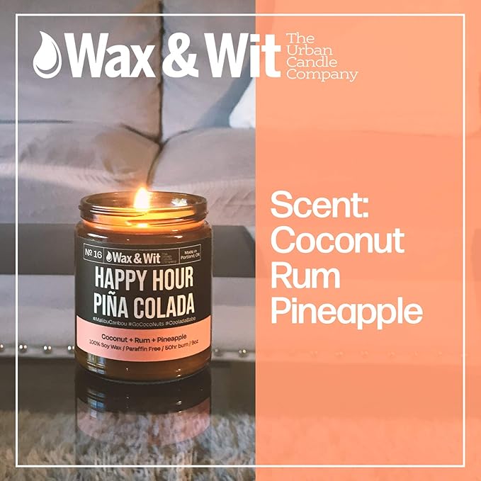 Wax & Wit Funny Soy Candle Gift for Women - Humorous, Aromatherapy Soy Wax Candle, Ideal for Housewarming, Coworker, Birthday – Pineapple, Coconut - 9oz
