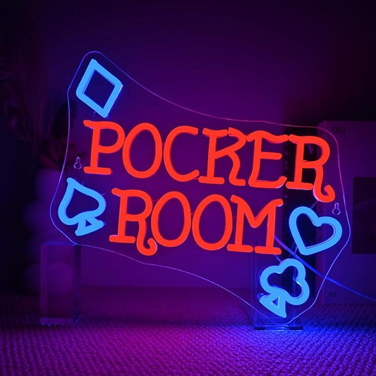 Gamerneon Poker Room Neon Sign Casino Neon Signs for Wall Decor Poker LED Lights for Game Playrooms Gambling Shops Man Cave Bars Club Bedrooms Party Decorations Boys Gifts