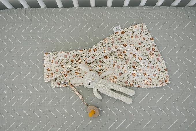 Desert Sage Muslin Crib Sheet by Mebie Baby, Soft and Breathable Bed Sheets for Babies, Modern Neutral Bedding for Cribs, Standard Crib Mattress Fitted Sheet, Great for Boy or Girl Room or Nursery