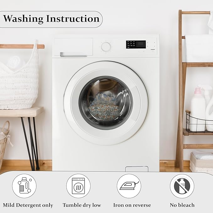 Ridhi Dark Salmon Bo-ho Round Place Mat Double Layer Floral Cotton Washable Placemats 15" Round Embroidery Block Print Table Mat (Pack of 4-15 Inch Round)