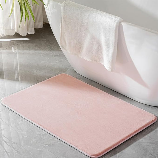 Pink Large Bathroom Rugs 36x24, Memory Foam Big Bath Mat Non Slip Washable Shower Rug Soft Absorbent Plush Microfiber Bathroom Floor Tub Bathrug Blush