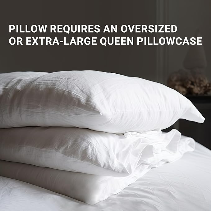 JUVEA Edit Pillow - Down Alternative Talalay Latex Extra Large Pillow. 3 in 1 Firmness Adjustable Pillow Cover to Personalize Sleep Comfort and Support