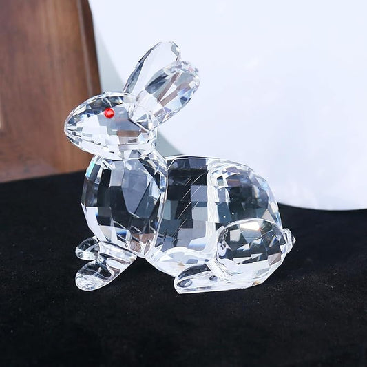 Crystal Rabbit Figurine Faceted Glass Bunny Statue Clear Ornament Animal Collectible Sculpture Handscraft Paperweight Home Decor