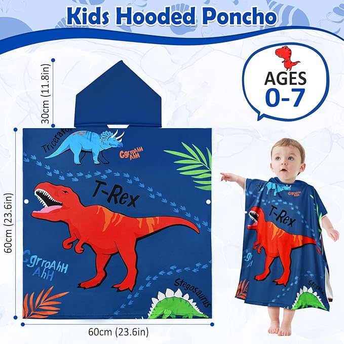 HUANLANG Kids Hooded Beach Towel for Boys Girls,Bath Pool Beach Poncho Towels Super Soft & Absorbent Cotton Towel Childrens Beach Towels for Toddler 0-7 Years Old