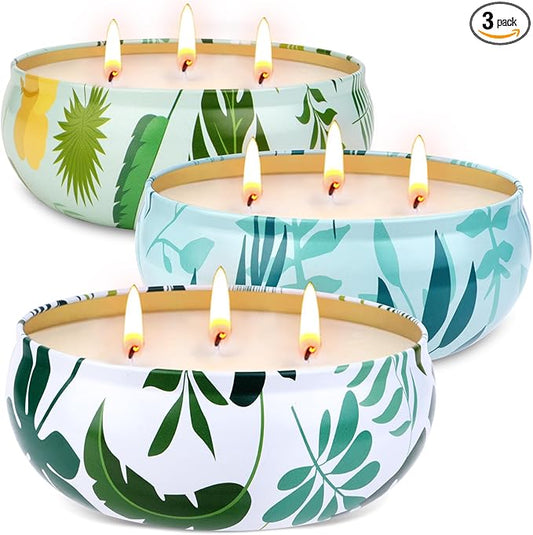 Citronella Candles Outdoor, 3-Wick Large Citronella Candles for Patio, 3 Packs Natural Soy Wax Summer Candle Set, 200 Hours Long Lasting Burning Lemongrass Scented Candle for Garden Balcony Camping