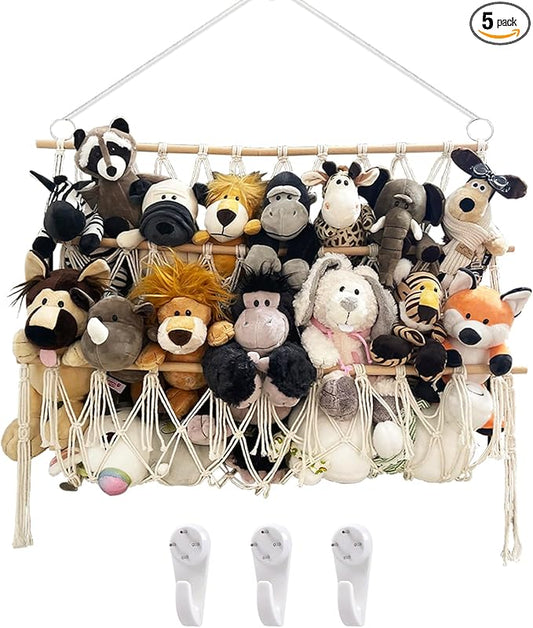 Stuffed Animal Net or Hammock Handmade Toy Hammock Net for Stuffed Animals Corner Wall Hanging for Toy Storage Organizer Holder for Small Stuffed Animal Net