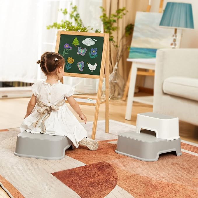 Toddler Step Stool for Bathroom,Kids Step Stool for Potty Training,Toilet Stool, Slip Resistant (Pink, 2 Packs)