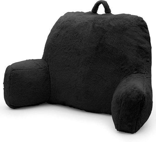 Reading Pillow Large Bed Pillow,Backrest with Arms, Back Support for Sitting Up in Bed, Couch for Lounging Bedrest,Black