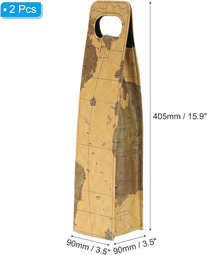 PATIKIL Wine Gift Bag, 2 Pack Wine Bag Reusable Leather Wine Tote Carrier for Wine Bottles Portable Champagne Gift Bags for Picnic Party Wedding, Yellow