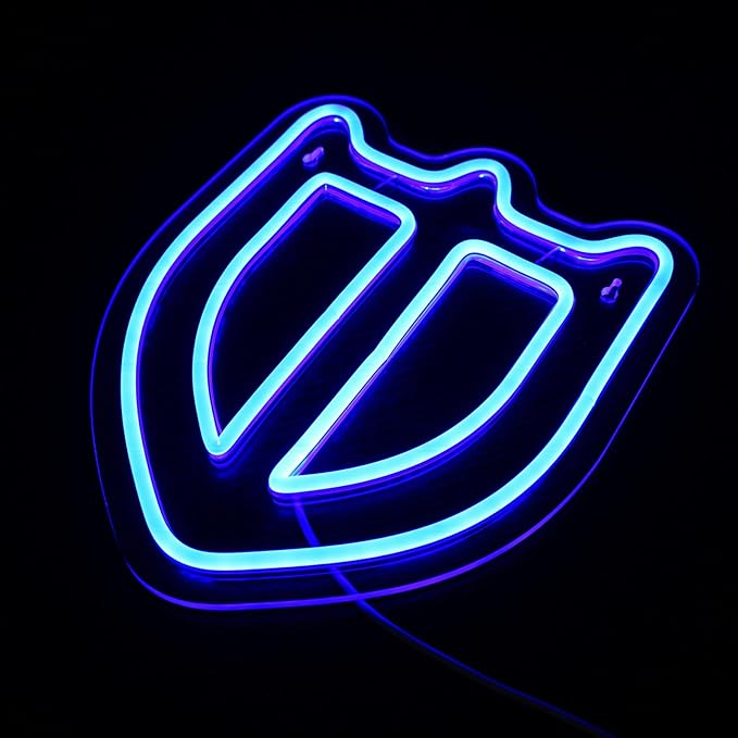FF14 Paladin Neon Sign for Wall Decor, Shield Neon Light for Game Room, Bedroom, Man Cave, Birthday Decorations, Fans Gifts, Collection, USB Powered, Blue, 11.8"x 9.8"