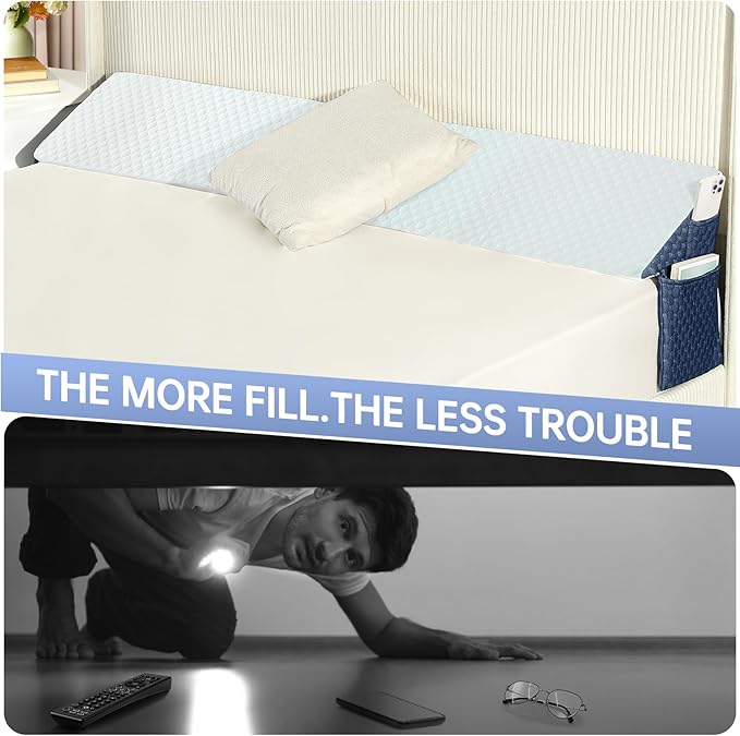 Full Bed Wedge Pillow for Headboard 54"x 10"x 6" Large/Mattress Gap Filler Close The Gap (0-6")/Foam Triangle Bloster Wedge Pillow headboard for Headboard Gap Between Mattress and Headboard