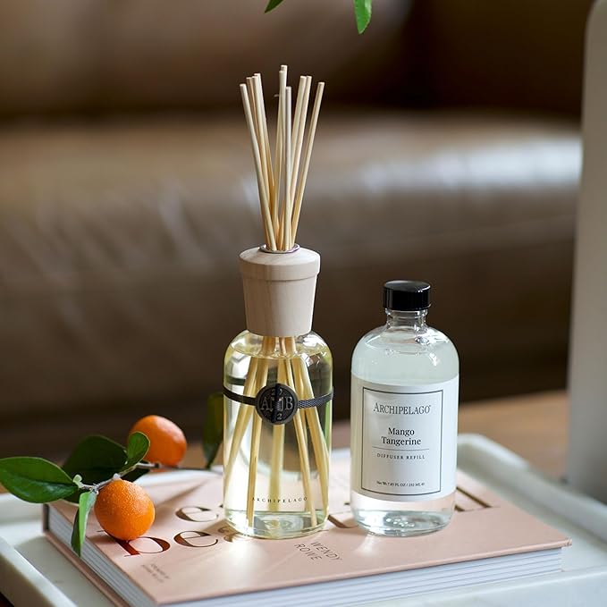 Archipelago Botanicals Mango Tangerine Reed Diffuser Oil Refill, Home Fragrance Oil for Diffuser, Long-Lasting Natural Home Fragrance, Diffuser Oil Scents, 7.85 Fl Oz