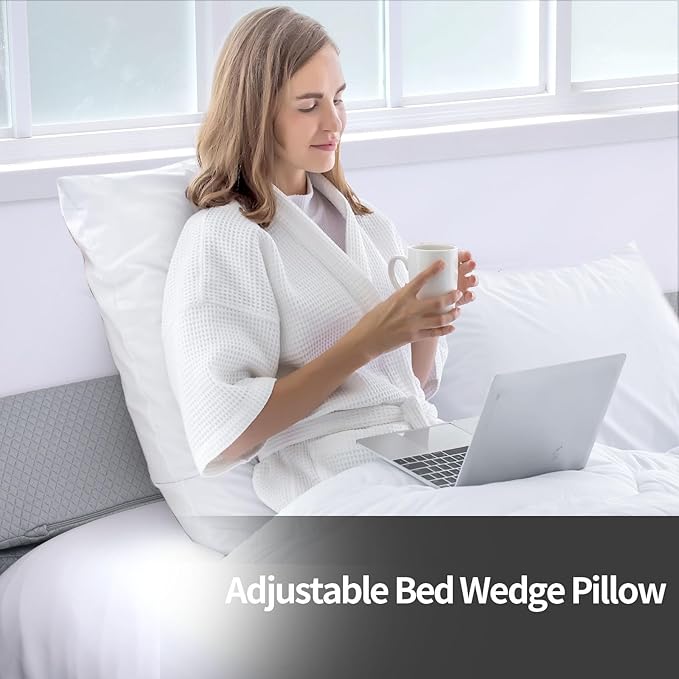 MABOZOO Pillow Wedge for Headboard Gap,Bed Gap Filler Twin Size,Foldable Bed Wedge Pillow for Headboard,Light Grey Bed Wedge Gap Filler,Foam Mattress Gap Filler,39"x6"x6"