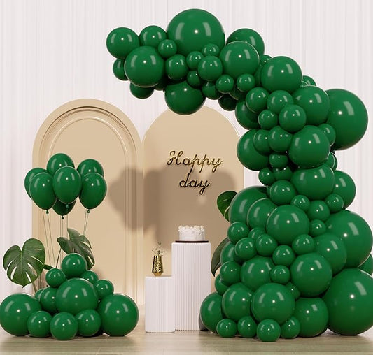 Dark Green Balloons 145pcs Different Sizes 18 12 10 5 Inch Forest Green Balloons for Birthday Wedding Baby Shower Jungle Summer Theme Anniversary Celebration Decoration