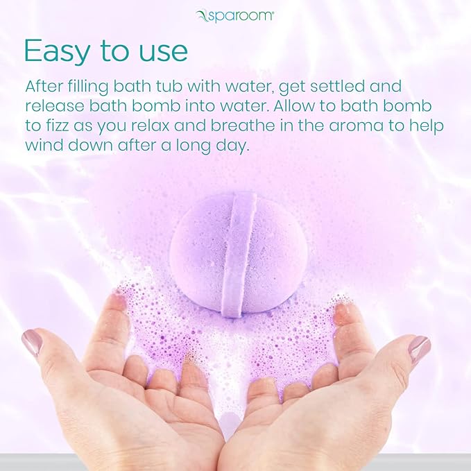 SpaRoom Soothe and Relax Handmade Natural Essential Oil Aromatherapy Bath Bombs, Set of 3, Lavender, Eucalyptus and Peppermint