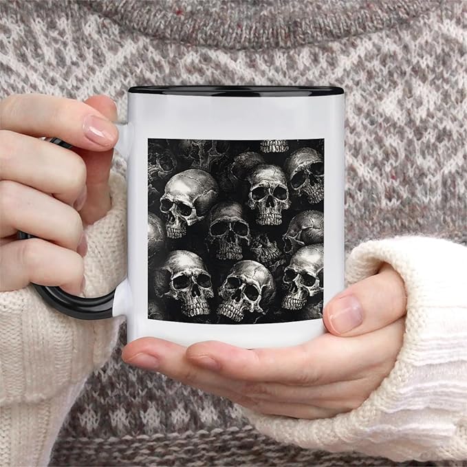 Mugs for Women, Coffee Cups Ceramic Mug, Skulls Head Tea Cups with Handle for Men, 11.2oz Ceramic Coffee Cup for Home Unique Coffee and Tea Mug Aesthetics