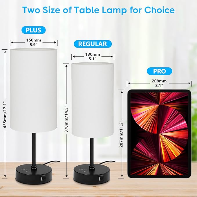 Unicozin Table Lamp, 3 CCT 3000K/4500K/6500K & RGB Color Changing, Stepless Dimmable, 17Inch Bedside Lamp for Reading, Ambience Nightstand Light for Home Decor Party, Cream Shade