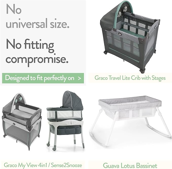 Bassinet Sheets 20x30 Inch for Graco Travel Lite Crib, Sense2Snooze, My View 4 in 1, Dream Suite and Guava Bassinet ??100% Jersey Cotton Fitted Sheets ??Light + Dark Sage Green ??2 Pack