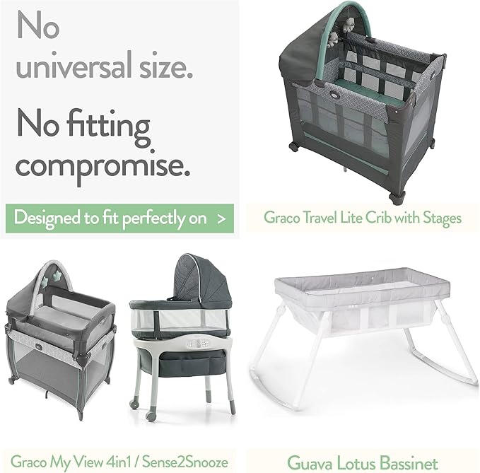 Bassinet Sheets 20x30 Inch for Graco Travel Lite Crib, Sense2Snooze, My View 4 in 1, Dream Suite and Guava Bassinet ??100% Jersey Cotton Fitted Sheets ??Pale Pink + Lilac ??2 Pack