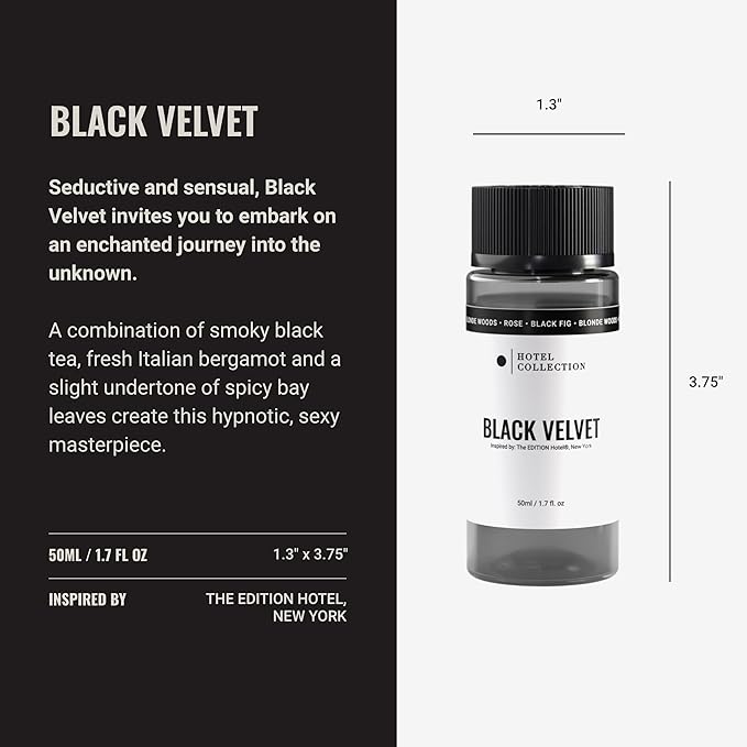 Hotel Collection - Black Velvet Essential Oil Scent - Luxury Hotel Inspired Aromatherapy Scent Diffuser Oil - Zesty Citrus, Juicy Black Fig, & Floral Rose - for Essential Oil Diffusers - 50mL