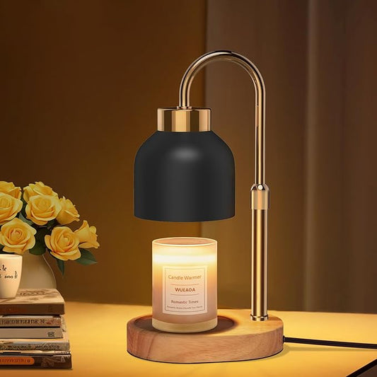 Candle Warmer Lamp with Timer and Dimmer and 2 Bulbs, Height and Brightness Adjustable, Black Electric Wax Warmer for Women Mom, Best Birthday and House Warming Gift New Home Decor