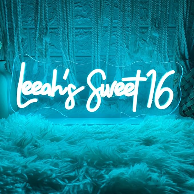 Custom Name Sweet 16 Neon Sign Sweet 16 Neon Light USB Powered with Dimmer Switch Neon Lights for Girls Room Home Art Wall Decor 16th Birthday Party Window Living Room Decor Birthday Gift for Kids