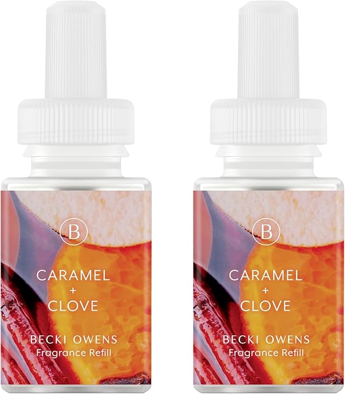 Pura & Becki Owens Home Scent Refill - Smart Home Air Diffuser - Up to 120-Hours of Premium Fragrance per Refill - Household Essential - Clean Diffuser Fragrance - 2 Pack, Caramel & Clove