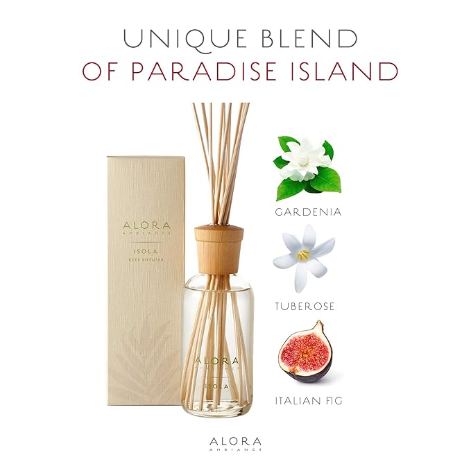 Isola 8 oz Reed Diffuser | Long-Lasting Light & Floral Fragrance | Beautifully Designed for Any Space